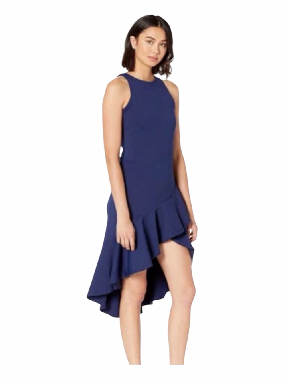 Susana Monaco NWT Deep Sea Blue Asymmetrical Ruffle‎ High-Low Dress M